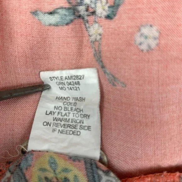 Fig and Flower Boho Peasant Blouse Mixed Prints Floral Geometric Cottagecore L - Picture 10 of 10